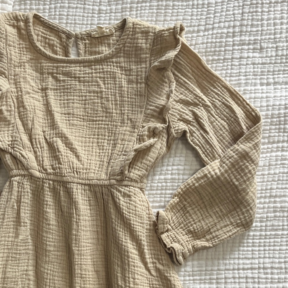 Hayden Girls Long Sleeve Tan Dress